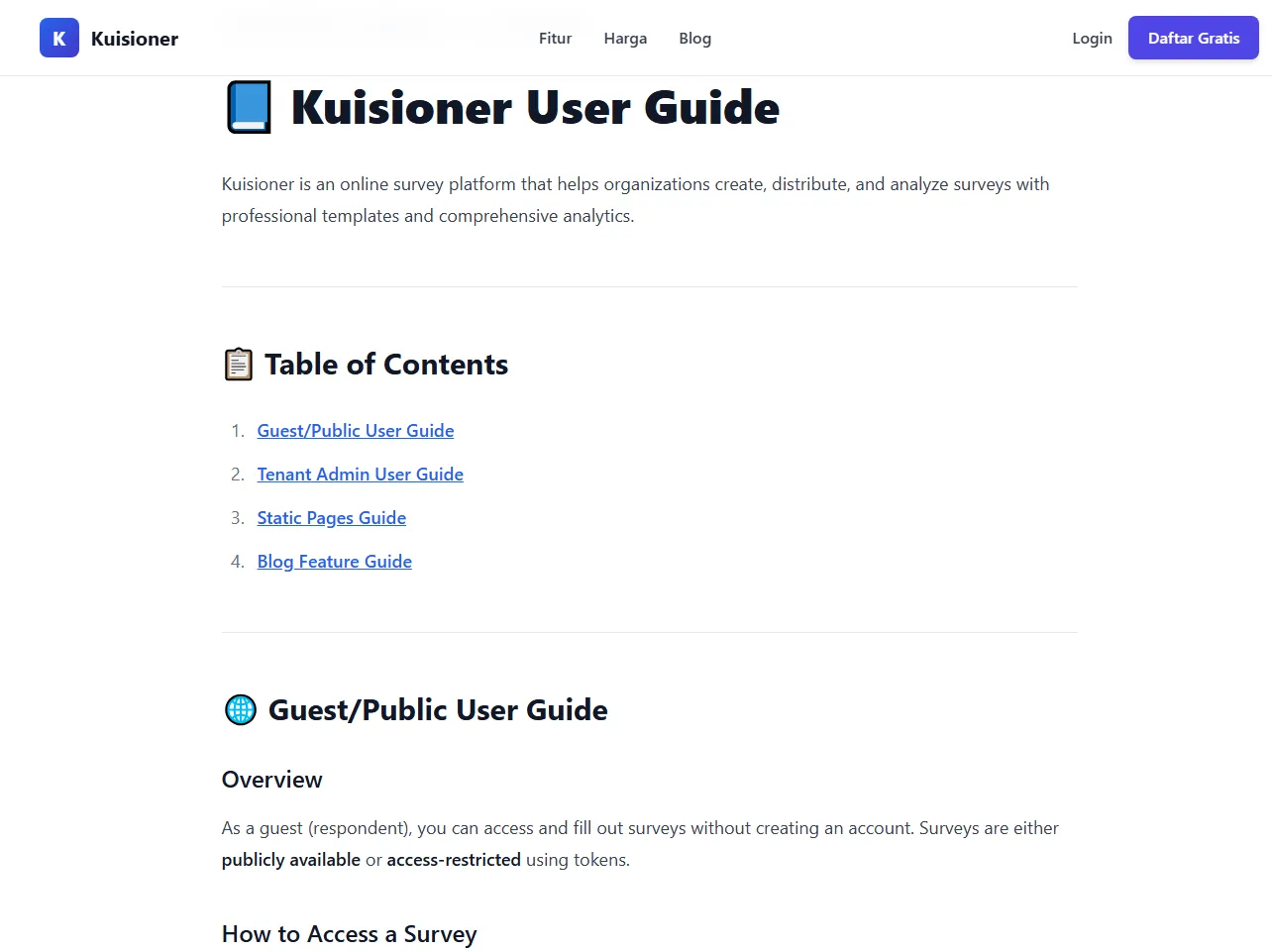 User guide sudah tersedia
